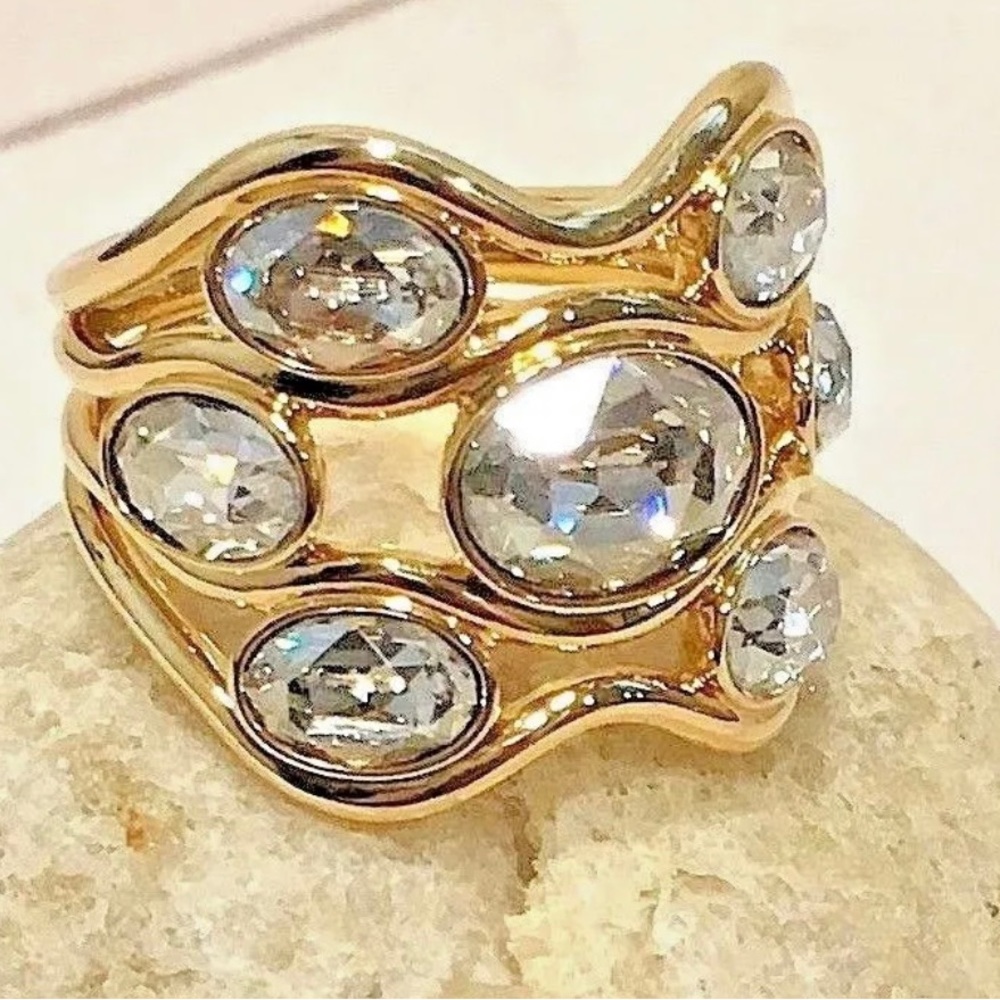 Swarovski Fragment Ring, 5257663, Gold Plated, Sz 6, May fit a 7, Stunning